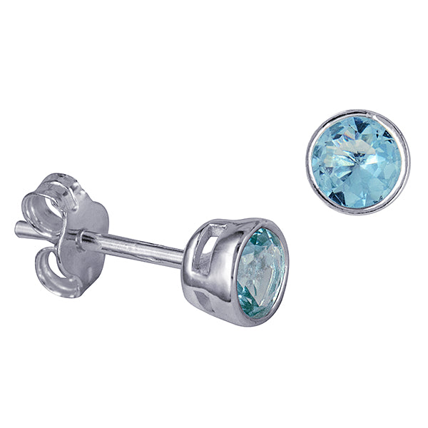 STERLING SILVER MARCH BIRTHSTONE STUDS