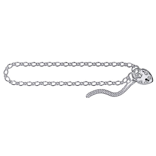 STERLING SILVER FIGARO PADLOCK BRACELET