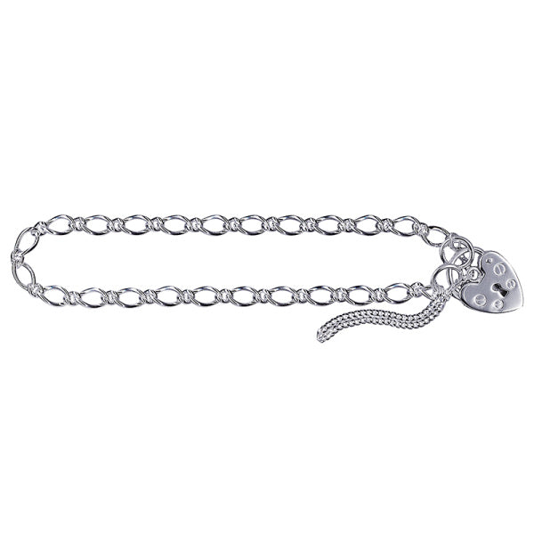 STERLING SILVER FIGARO PADLOCK BRACELET