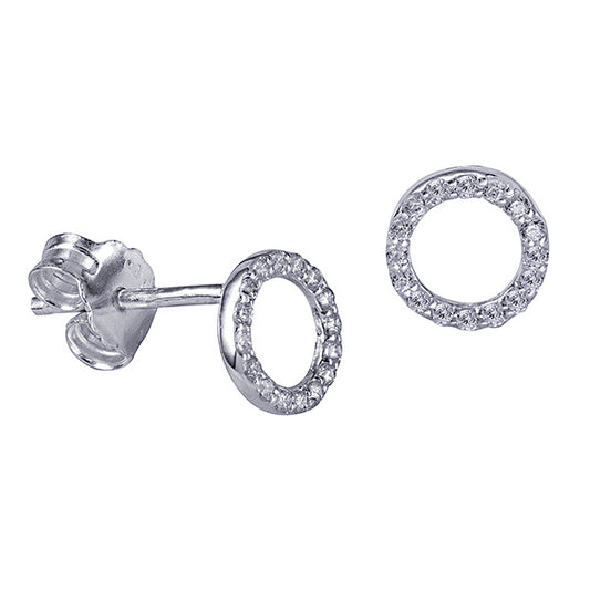 STERLING SILVER CZ OPEN CIRCLE STUDS