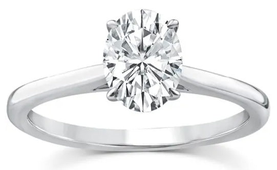 9CT WHITE GOLD OVAL LAB DIAMOND RING