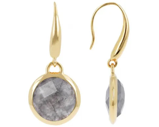 BRONZALLURE GOLD + GREY QUARTZ EARRINGS