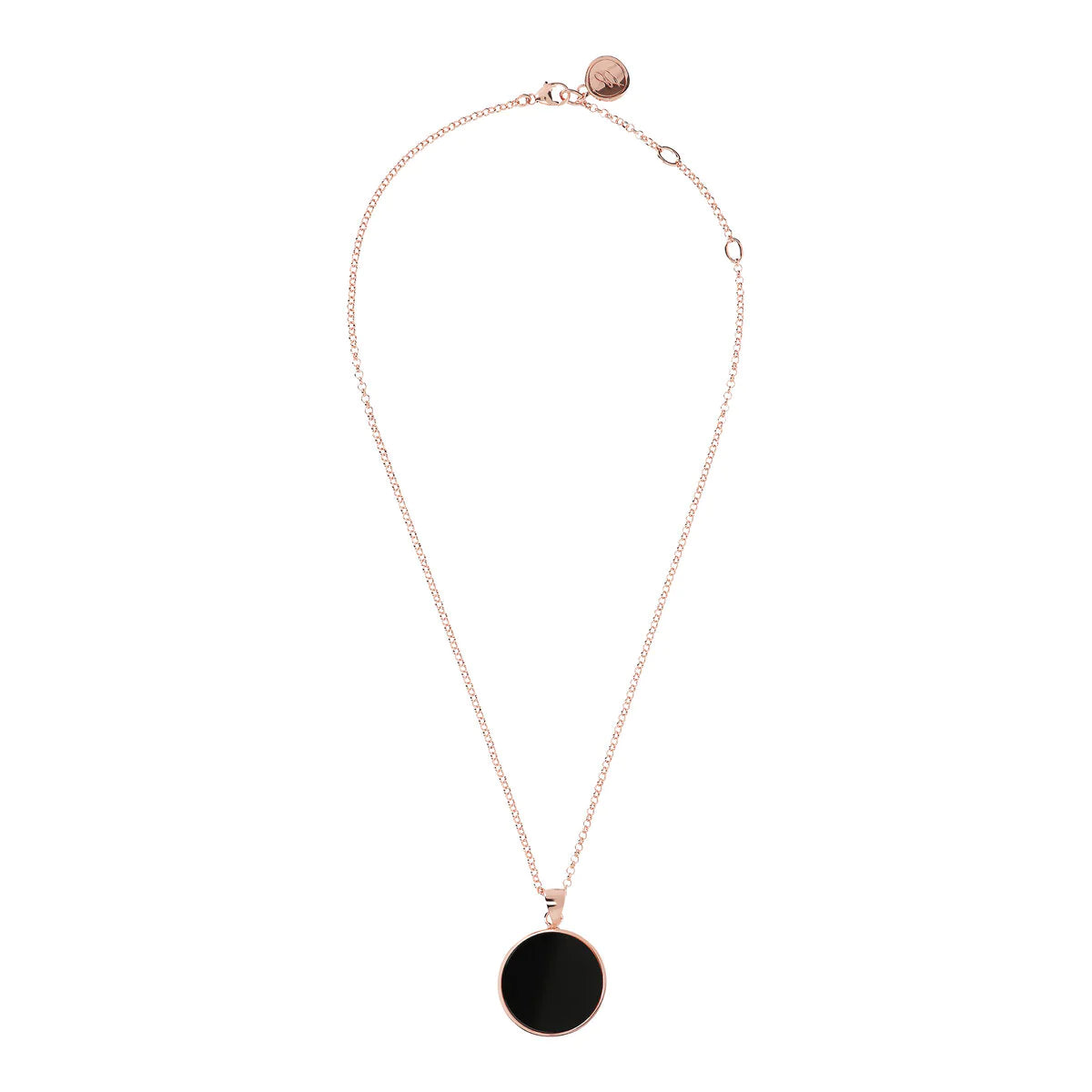 BRONZALLURE ROSE GOLD + ONYX NECKLACE