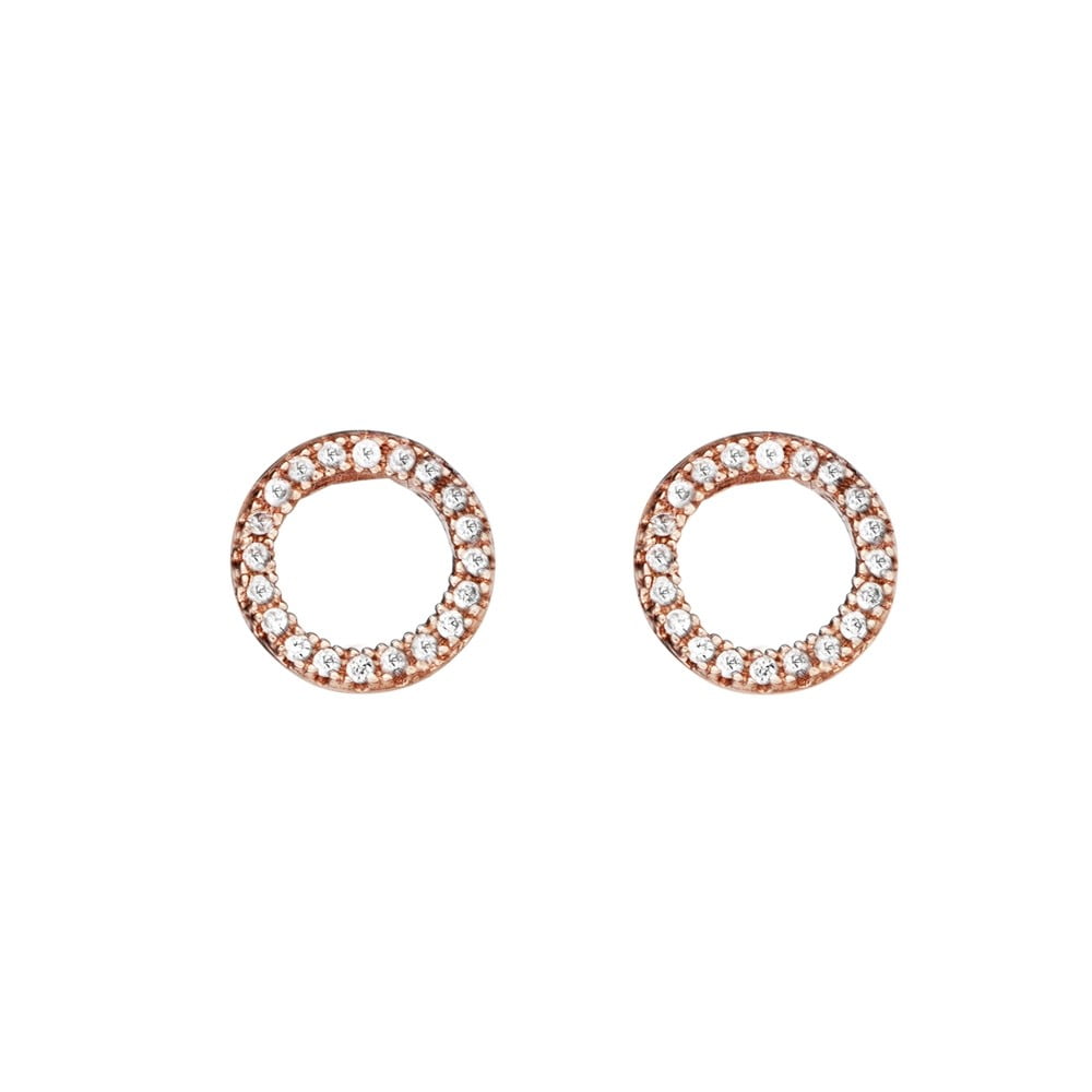 ROSE GOLD OPEN CZ CIRCLE STUDS