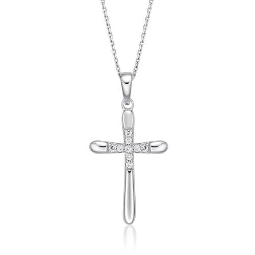 STERLING SILVER CROSS CZ NECKLACE