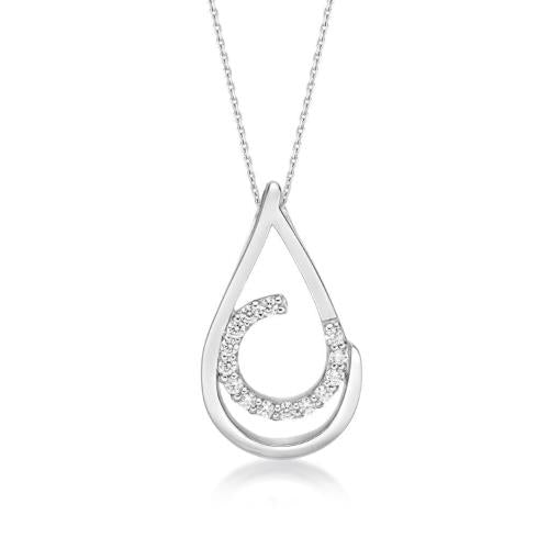 STERLING SILVER CZ CURL TEAR NECKLACE