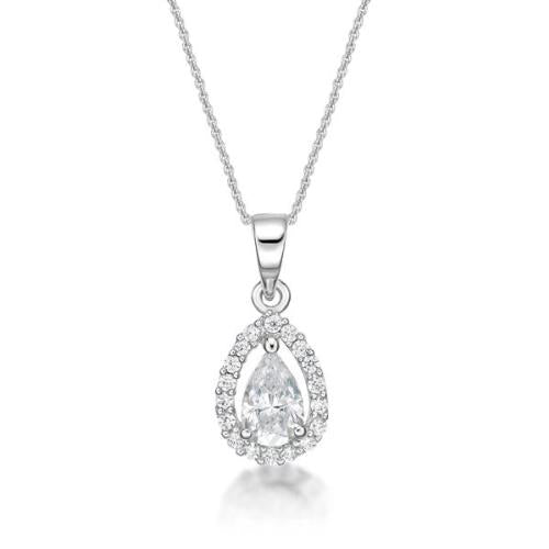 STERLING SILVER CZ TEAR NECKLACE