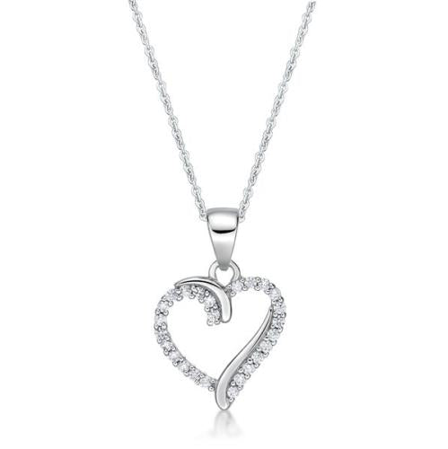 STERLING SILVER HEART CZ NECKLACE