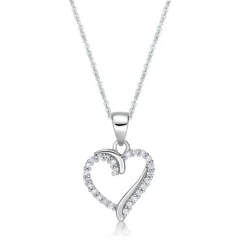STERLING SILVER HEART CZ NECKLACE
