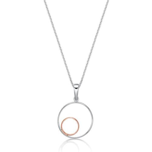 STERLING SILVER AND ROSE GOLD 2 CIRCLES NECKLACE