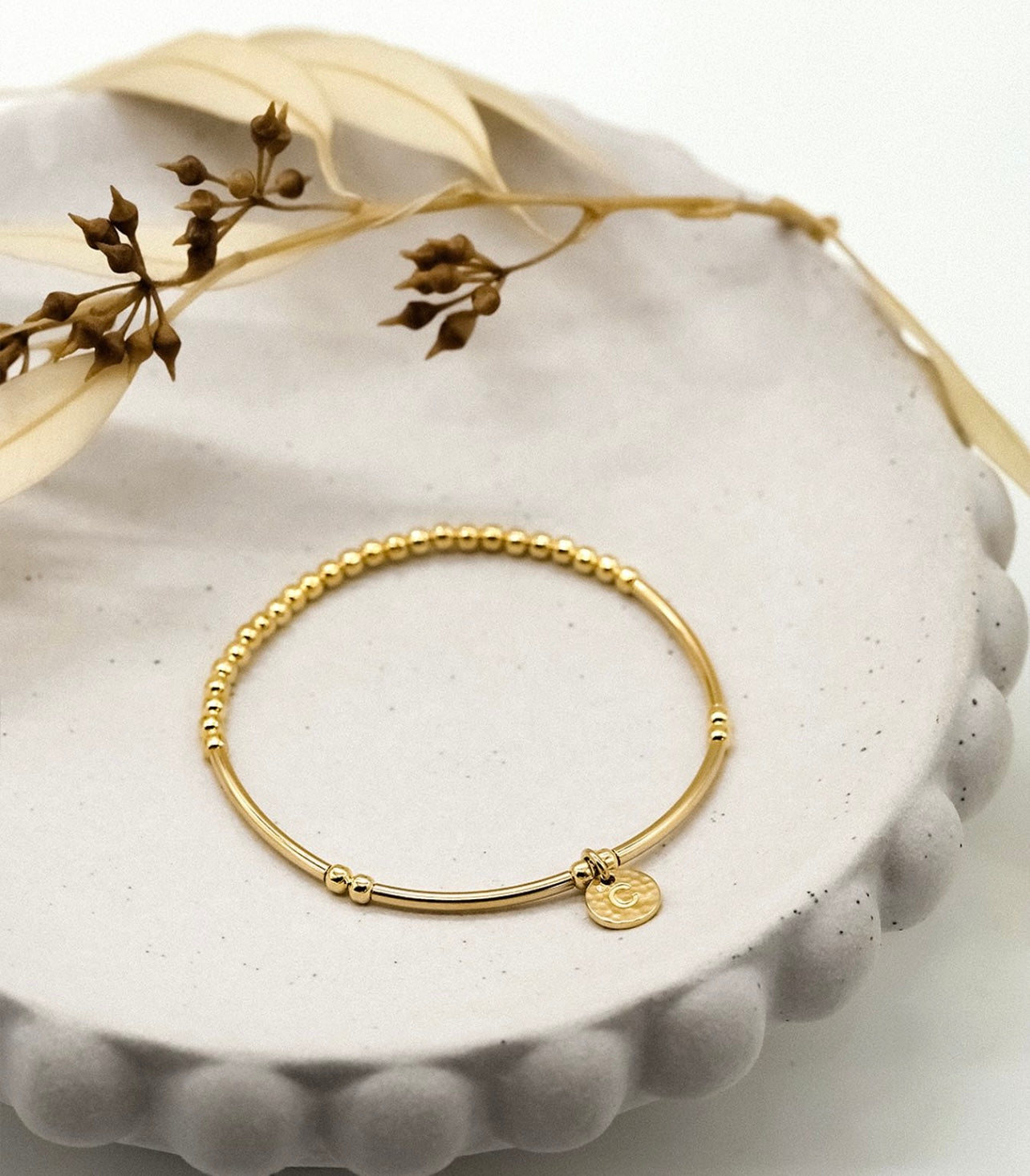 YELLOW GOLD PLATED INITIAL BRACELET