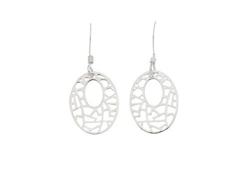STERLING SILVER OVAL PATTERN DROPS