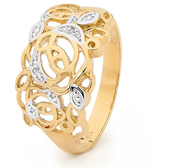 9CT GOLD ROSES RING