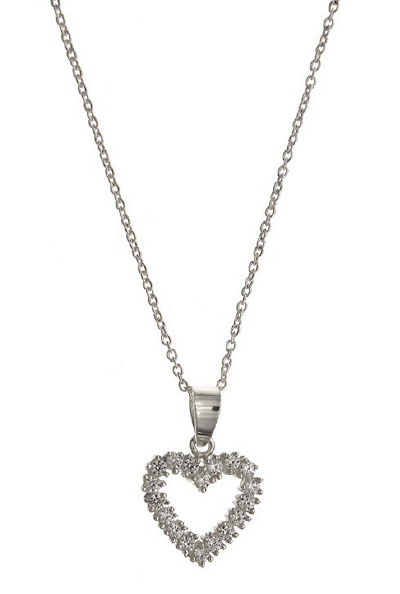 STERLING SILVER CZ HEART NECKLACE