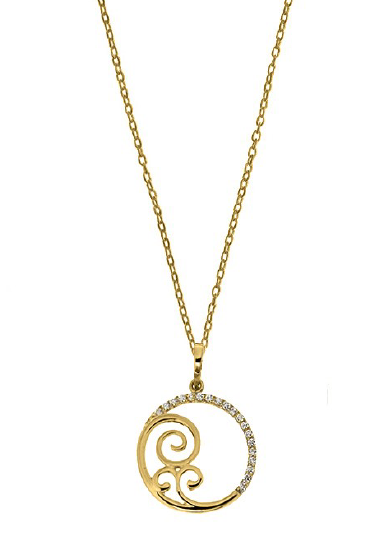 GOLD OPEN CIRCLE FILIGREE CZ NECKLACE