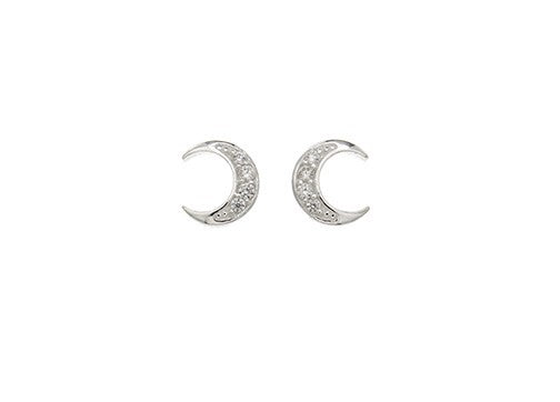 STERLING SILVER CZ MOON STUDS