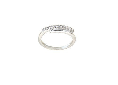 STERLING SILVER CZ OVERLAP RING