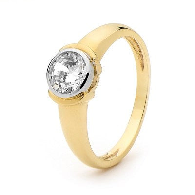 9CT GOLD CZ SOLITAIRE RING