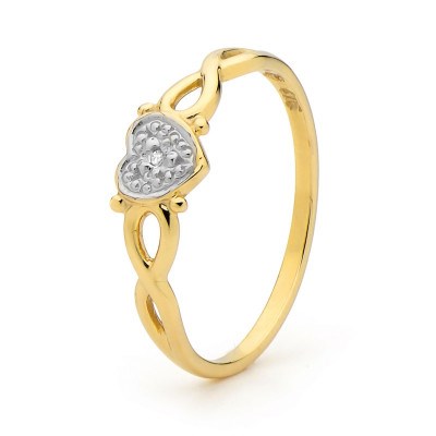 9CT GOLD HEART RING