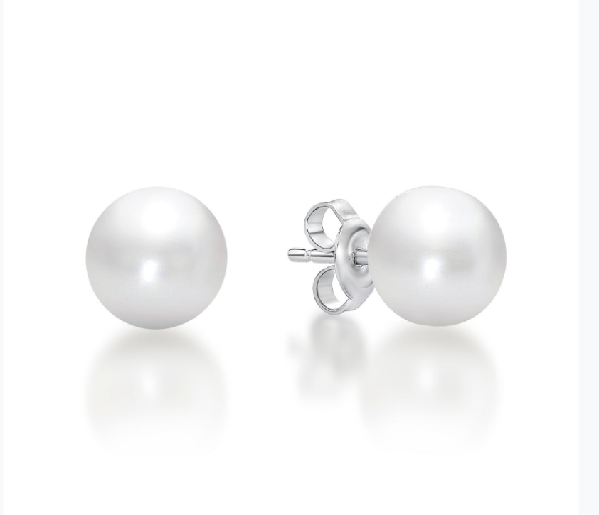STERLING SILVER 8.5MM PEARL STUDS