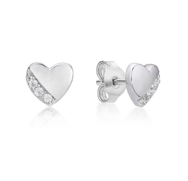 STERLING SILVER CZ HEART STUDS – So Silver So Gold