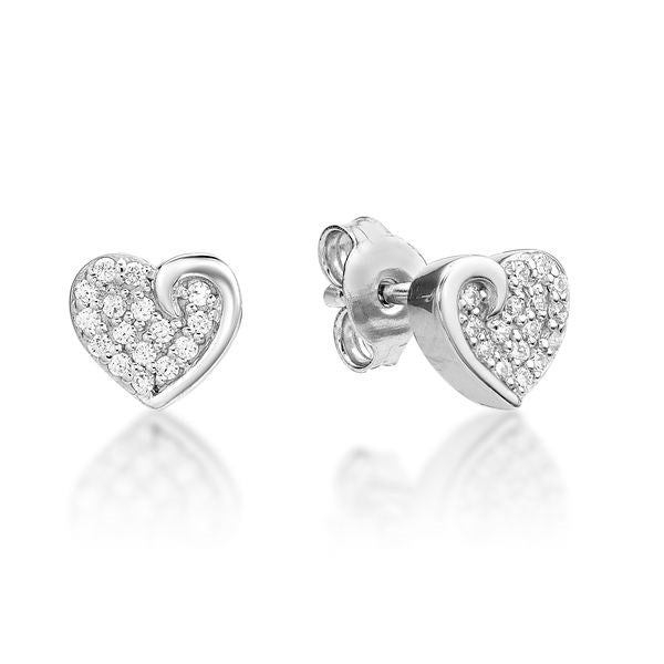 STERLING SILVER CZ HEART STUDS