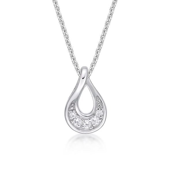 STERLING SILVER OPEN TEAR CZ NECKLACE