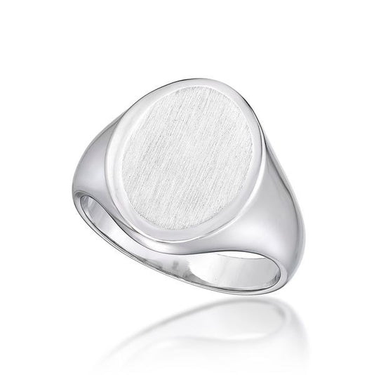 MENS SILVER OVAL SIGNET RING