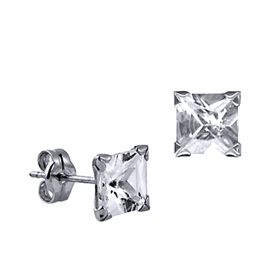 STERLING SILVER SQUARE CZ STUDS