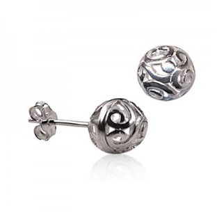 STERLING SILVER 8MM FILIGREE BALL STUDS