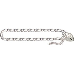 STERLING SILVER FIGARO PADLOCK BRACELET