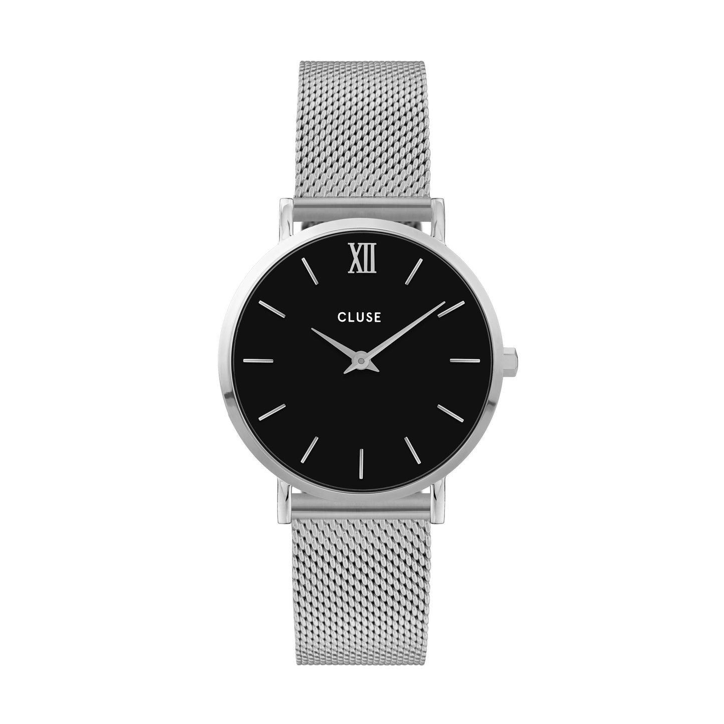 CLUSE SILVER + BLACK MINUIT WATCH