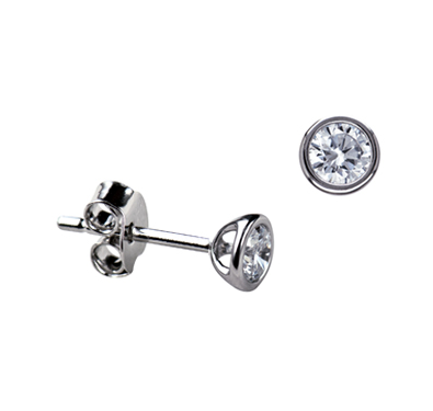 STERLING SILVER BEZEL CZ STUDS