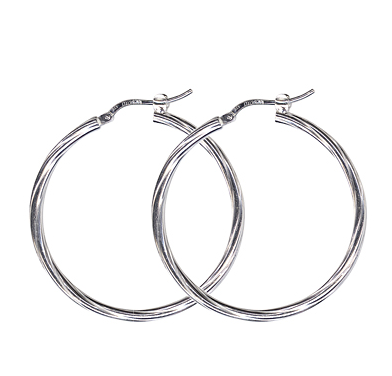STERLING SILVER LARGE THIN TWIST HOOPS