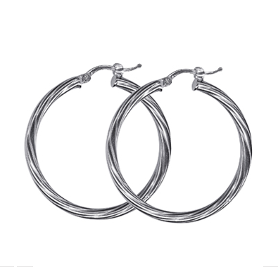 STERLING SILVER LARGE TWIST HOOPS