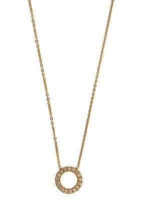 YELLOW GOLD OPEN CIRCLE CZ NECKLACE