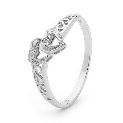 9CT WHITE GOLD HEART RING