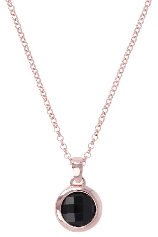 BRONZALLURE ROSE GOLD + ONYX NECKLACE