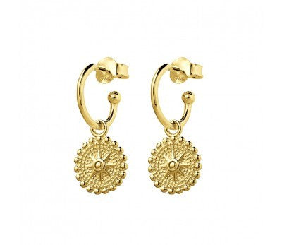 GOLD STAR DISC HOOPS
