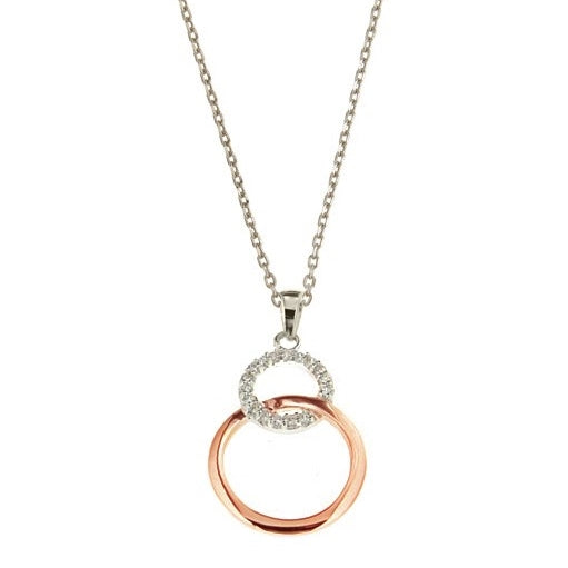 STERLING SILVER + ROSE GOLD CIRCLE NECKLACE