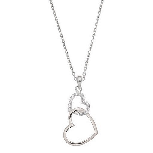 STERLNG SILVER CZ HEART NECKLACE