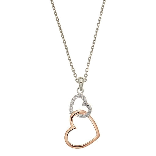 STERLING SILVER + ROSE GOLD HEART NECKLACE