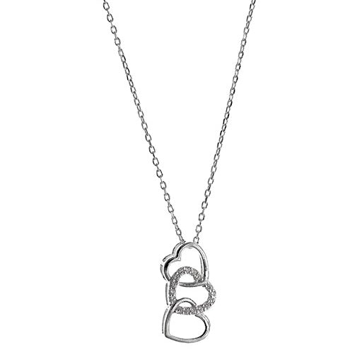 STERLING SILVER HEART CZ GENERATION NECKLACE