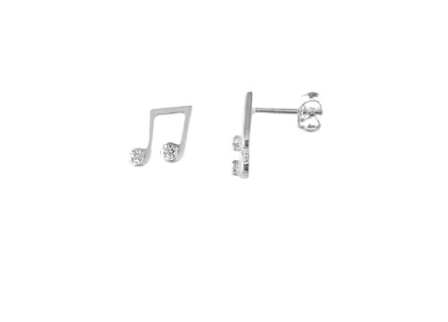 STERLING SILVER CZ MUSIC NOTE STUDS