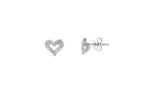 STERLING SILVER CZ HEART STUDS