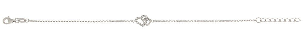 STERLING SILVER DOUBLE HEART CZ BRACELET