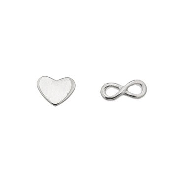 STERLING SILVER HEART + INFINITY STUDS