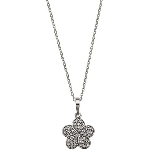 STERLING SILVER CZ CLOVER NECKLACE