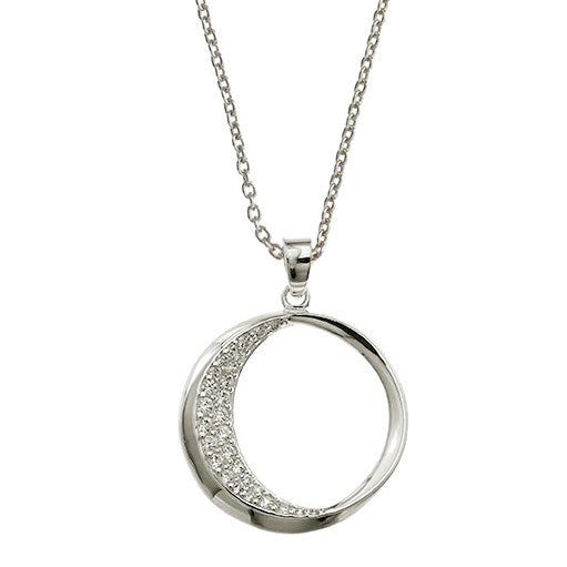 STERLING SILVER CZ CIRCLE NECKLACE